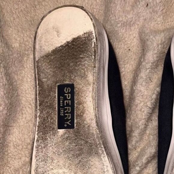 Sperry navy blue boat shoes with leather laces | Sz 7.5 - Picture 5 of 6